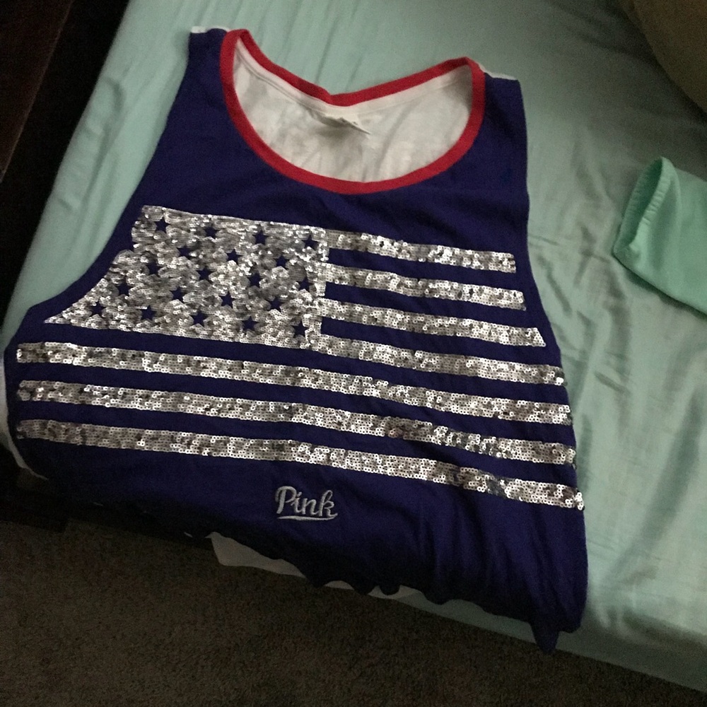 Size L PINK American flag tank